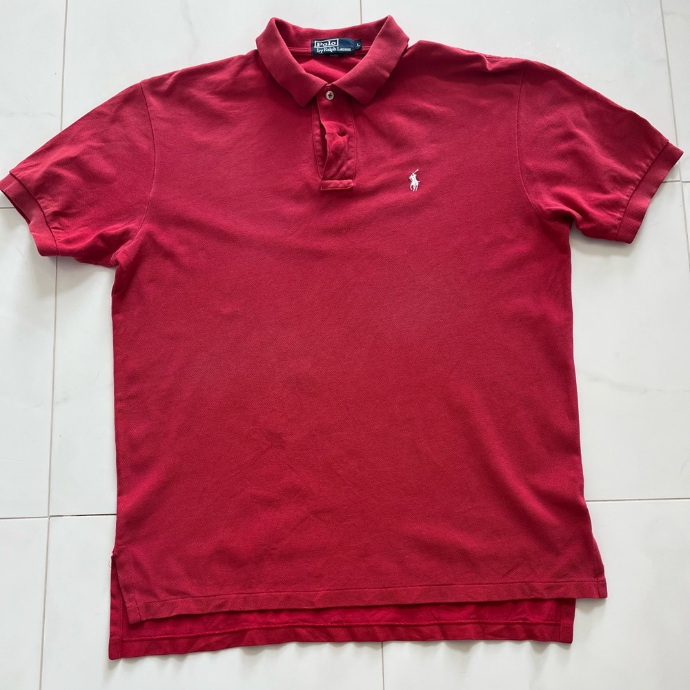 Red Polo Ralph Lauren Mens Polo with NC State Logo on Sleeve